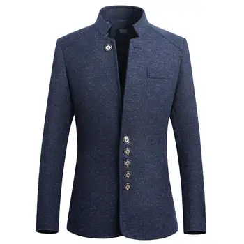 Autumn Winter Jackets for men Coat Stand Collar Ultra-soft Polyester Business Blazer Coat erkek mont зимно яке за мъже