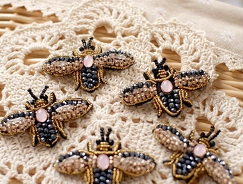 Ленти за мъниста, ръчно изработени с кристали, Пчела пришивает кристален жемчужную нашивку за дрехи с аппликацией от мъниста, сладък кръпка