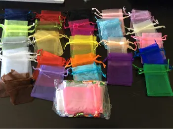 50 бр/пакет Избор на 24 Цвят Опаковка за бижута от органза за рисуване Чанти 7x9 cm,Подаръчни торбички и опаковки,Опаковъчни торбички Безплатна доставка