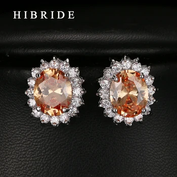 Червени Обеци с кристали Модни Бижута 2017 За жени Обеци-карамфил за Сватбени подаръци HIBRIDE E-235