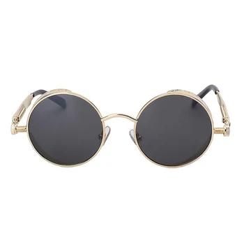 Нови Поляризирани Кръгли метални слънчеви очила в стил Steampunk За мъже и жени Модни очила Марка дизайнер Ретро Vintage слънчеви очила с UV400