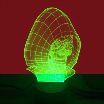 Хелоуин Led нощна светлина 3D Иллюзионная Лампа с Дистанционно Управление 7 Промяна на Цвета на Череп в Колпачке Настолна Лампа Коледни Подаръци за Рожден Ден