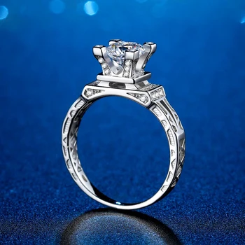BOEYCJR 925 Сребърен Дизайн Айфеловата кула 1 карата F цвят Муассанит VVS1 Годежен пръстен за жени с национален сертификат