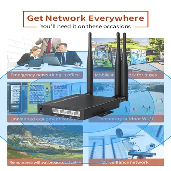 Рутер LTE 4G WiFi със слот за SIM-карти 300 Mbps CAT6 Високоскоростен промишленост 4 порта lan Безжични рутери, CPE и външна антена 3 бр.