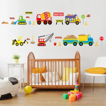Карикатура автомобили детска стая стикер за стена за детска стая-детска спалня етикети на стената плакат на прозореца 3D стикери за автомобил тапети