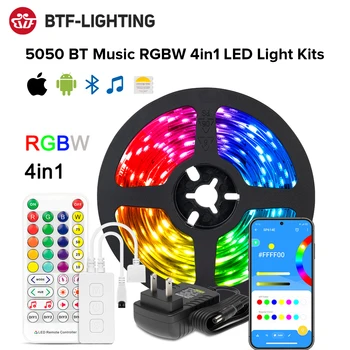 5050 RGBW 4в1 Bluetooth Музикално приложение Led Лента Комплекти RGB с бял 4 Цвята в 1 3000 До 6000 До Светодиодна лента за Спални Работно бюро у Дома