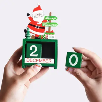 2021 Нова Година за Обратно Броене Календар Лосове Снежен човек САМ Дървени Орнаменти Навидад Коледна Украса Коледен Подарък за деца Натал Ноел
