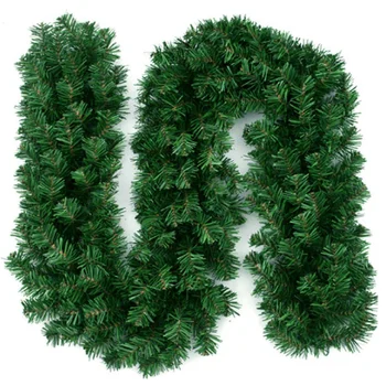 2.7 m Зелена Изкуствена Коледна Гирлянда коледна звезда Коледен Цветен венец Коледно Дърво от ратан Окачен Орнамент за Украса