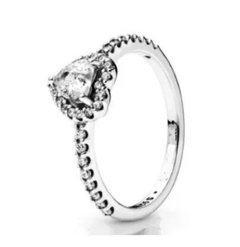Истински Стерлинговое Сребро 925 Проба Възвишеното Сърцето си за Любовта с Кристални пръстени За жени, Подарък За Сватба Европа бижутата