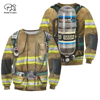 PLstar Cosmos Страхотен Костюм на Пожарникар Пожарникар 3D Принт Блузи, Блузи с цип, с качулка За мъже и жени Ежедневни Градинска Облекло Q35