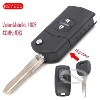 Keyecu Обновен Флип-Дистанционно Ключ за Кола 2 Бутона 433 Mhz 4D63 Чип Ключодържател за Mazda 2 3 6 2002-2005 Г Visteon Модел № 41803