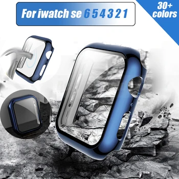 За Apple Watch серия 6 5 4321 3SE 42/44 мм iWatch Взрывозащищенное стъкло+калъф за PC 40/38 мм протектор на екрана броня+аксесоари за капак