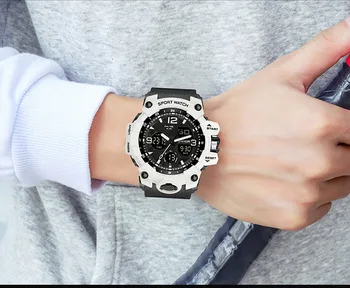 На BIANA 6030 Мъжки Военни часовници G Стил Бели Спортни Часовници LED Цифрови 50 М Водоустойчив часовник S Shock Мъжки Часовник Relogio Masculino