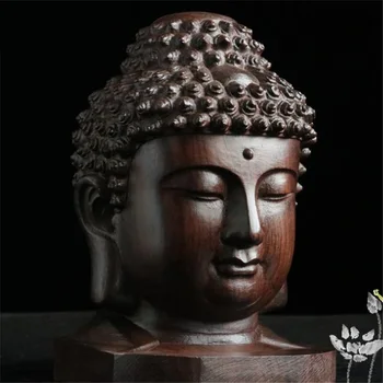 Творческа Нова Статуя на Буда Дървена Дървена Статуетка на Шакямуни Татхагата От Червено Дърво Статуя на Главата на Буда в Индия Декоративна украса