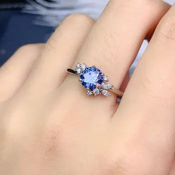 Новост-1,0-каратово пръстен със син диамант Mossan VVS1 клас чистота с GIA за годеж, мерцающее за жени