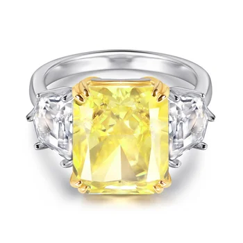 GICA 925 Сребро Жълти Годежни Пръстени с высокоуглеродистым диамантен пръстен За жени Блестящи Пръстени, Бижута на едро