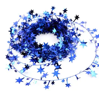 5 М 5 цвята Коледно Дърво Подвесная Звезда Борова Сърма Звезди Ратанови Венец Коледна украса Украшение