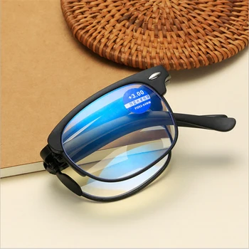 Сгънете Анти-Синя светлина, Блокиране на очила за четене за нокти За жени, За мъже Квадратна рамка Дальнозоркие очила с Диоптър очила компютър +1,0 1,5