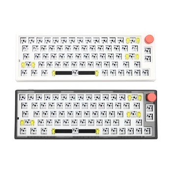 Духаро 66 VN66 65% Завъртане на дръжката 3 Режима Комплект Безжична механична клавиатура с възможност за гореща подмяна на ключ светлинен ефект RGB тип c 2.4 G, BT