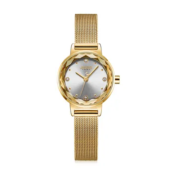 Малки Дамски часовници е от неръждаема стомана с прости режещ стъкло, Японски кварцов часовник, Модни часовници, Подарък за рожден ден за момиче, Кутия Julius
