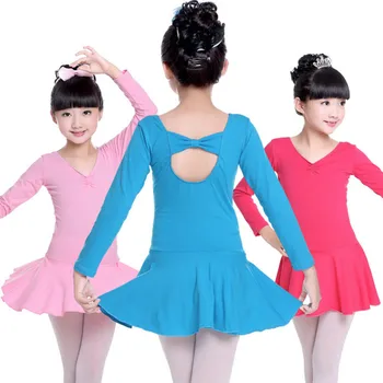 Однотонное гимнастически трика за момичета Балетные рокли Детско танцово обличам Дрехи, Костюми Балетные трика за момичета Дрехи розов цвят