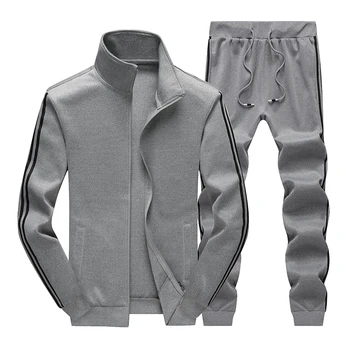 Спортни костюми KKSKY За мъжете Ежедневни Спортни дрехи Комплект от 2 теми Мъжко облекло Зимен спортен комплект от полиестер Мъжки Панталони на райе+комплекти Палто Homme