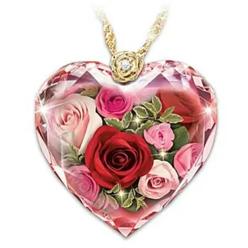 Аз Те Обичам Розово колие във формата на сърце 2021 Модни Самоличността на Дамско Колие във формата на Сърце Романтична Луксозен Годишнина