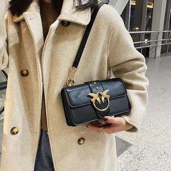 Однотонная квадратна изкуствена кожа Поглъщат с ключалката на веригата за доставка на Дамска чанта през рамо Луксозна дизайнерска чанта Портмоне и чанта Bolso Mujer