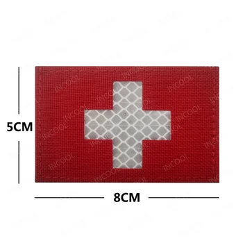 Швейцарски Флаг Националните Флагове На Швейцария Бродирани Тактически Армейските Военни Светлоотразителни Ленти С Икони Шевронной Лента Светят В Тъмното