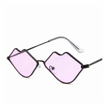 MYT_0123 Малка рамка, Метални слънчеви очила за устни Дамски модни Слънчеви очила за океана Реколта Червени очила за устни Ретро Очила с UV400
