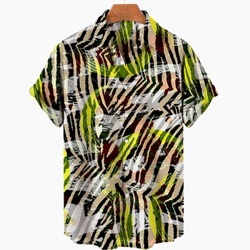 Ttgdfv 2021 мода ново прием на мъжка риза модел мъжки хавайски ежедневни ризата на една пуговице с принтом риза с къси ръкави