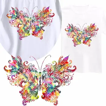 1бр Цветен Модел на Пеперуда Ютия на патчах Сладки Етикети с теплопередачей Етикети За жени и За мъже Детска тениска, Дънки САМ Апликация