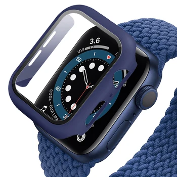 за apple watch 6 SE калъф 44 мм 40 мм Вграден протектор на екрана от закалено стъкло за iwatch пълно покритие на Защитната обвивка на седалките