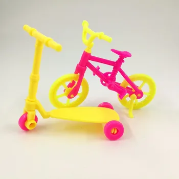 2 бр. Детски скутер Велосипеди Велосипеди Мини-играчка за Барби Аксесоари за момичета Подаръци за рожден Ден, Аксесоари за кукли, Подходящи за кукли от 10 см