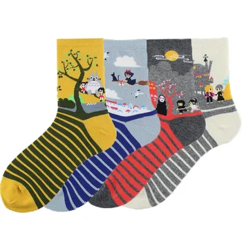 Мультяшные Забавни чорапи Жакард Японски Творчески сладки чорапи За жени Calcetines Mujer Дивертидо Животни Скарпетки Скарпеты