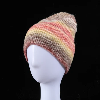 2021 Нова мода тай-дай Зимна шапка-шапчица за жени Кашмир вязаная хет-шапка на Цветни шапки-тюбетейки Есенни кожени шапки
