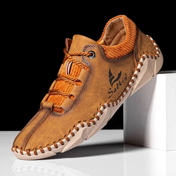 Модерен мъжки мокасини 2022 най-Новата Градинска Ежедневни обувки са ръчно изработени от естествена кожа в мека плоска подметка Плюс Размер 48