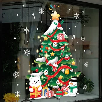 Коледни Стикери За Стени От Стъкло На Прозореца Коледно Дърво 2022 Электростатическая Стикер С Коледа Интериор За Дома Честита Нова Година