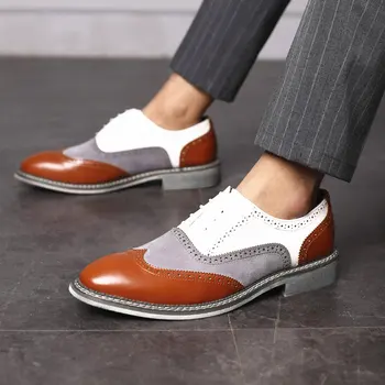 2021 Нова мъжки благородна Брок, за да е подходяща по цвят, с висока засаждане, Бизнес ежедневни обувки, Издълбани на Бестселъри, Мъжки обувки HL580