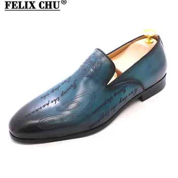 Мъжки обувки в италиански стил, с ръчно рисувани и букви от естествена телешка кожа, с високо качество, вечерни обувки, мокасини, бизнес и сватбени обувки