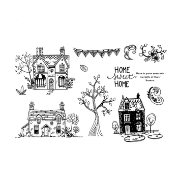 Къщи и Дървета Прозрачни Печати/направи си САМ Печат За Изработка на Картички за Scrapbooking Албум Декоративни Силиконови Печати Занаяти