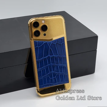 За Phone13Pro Max 24-КАРАТОВО Злато корпуса на телефона Париж нокти Крокодилска кожа лимитированная серия корпус на батерията средната рамка