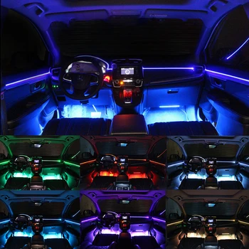 48 Led лента За Краката на Автомобила Разсеяна Светлина Осветление RGB Авто Интериор Атмосфера Декоративна Новост Аксесоари за Лампи Събере 12