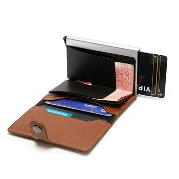 RFID Заключване Ретро Бизнес-Портфейл Автоматично в Чантата си Притежател на Кредитна Карта Калъф От алуминиева сплав анти-кражба на Банковата кредитна карта RFID