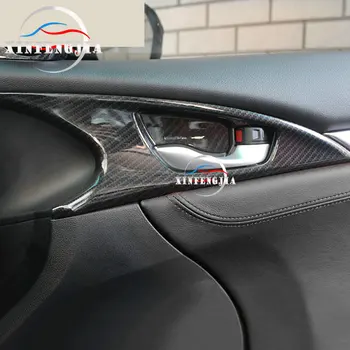 За Honda Civic 2016-2019 4 бр. Вратата дръжката е от въглеродни влакна, декоративни стикери за дръжката на вратата, модифицирани аксесоари.