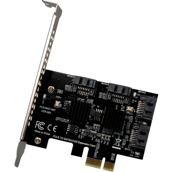 4 Порта SATA 6G PCI Express Контролер Карти Множител PCI-e в SATA3.0 III Конвертор с Адаптер за разширяване на радиатора за SSD HDD
