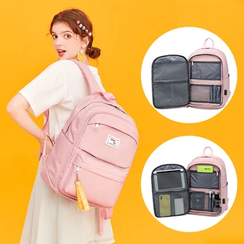NYHED За жени Нова раница Модни водоустойчива найлонова чанта за момичета Ученически раници