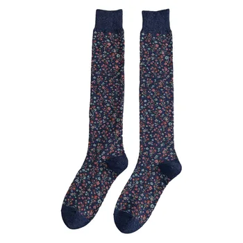 Дамски есенни памучни чорапи до коляното в японски опрятном стил Реколта малки студентски чорапи с флорални принтом