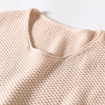 НИНИ СТРАНА на ЧУДЕСАТА 2021 Есента памук вязаный Случайни пуловер Пуловер Жена с кръгло деколте Свободни обикновена асиметрични блузи Пуловер за момичета Мори