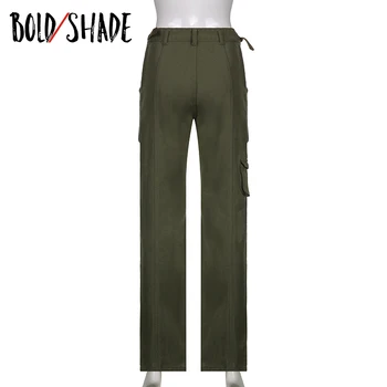 Смел цвят Реколта панталони-карго в стил 90-те години на Y2K Обикновена дънки с ниска талия Мода улични дънки Леко гръндж Дамски прави дънки Нови